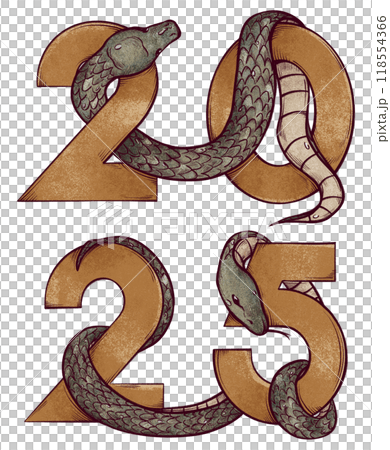2025 Year of the Snake Symbol, hand drawn sketch illustration 118554366