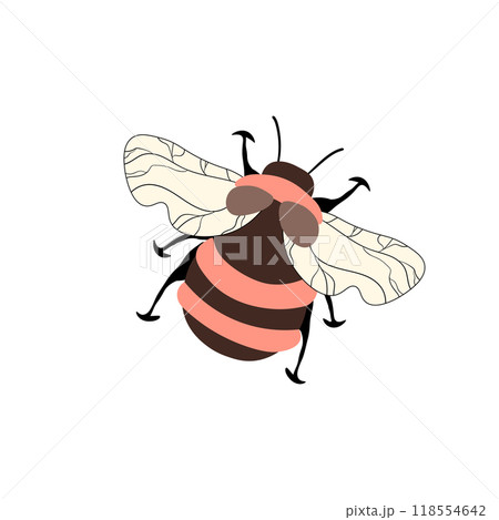 Cartoon bee mascot. A small bees flies. Wasp collection. Vector characters. Incest icon. Template design for invitation, cards. Doodle style 118554642
