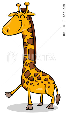 happy cartoon giraffe animal character 118554686