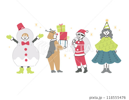 クリスマスを楽しむ子供たちのイラスト クリスマスを楽しむ子供たちのイラスト 118555476