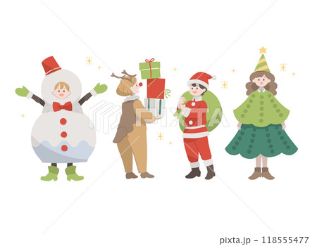 クリスマスを楽しむ子供たちのイラスト クリスマスを楽しむ子供たちのイラスト 118555477