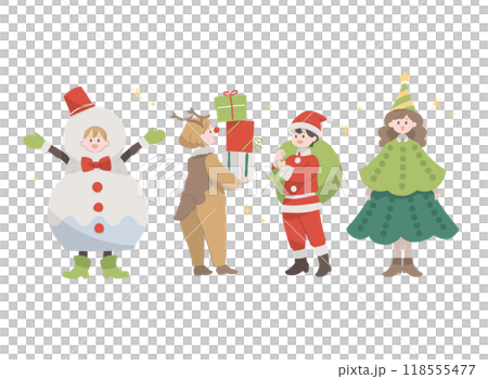 クリスマスを楽しむ子供たちのイラスト クリスマスを楽しむ子供たちのイラスト 118555477