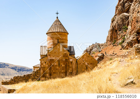 Surb Karapet church on mountain slope in Noravank 118556010