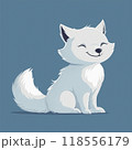 Cute cartoon arctic fox with fluffy fur on blue background. kids book illustration, greeting card 118556179