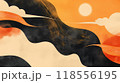 Abstract wave pattern in vibrant orange and black. Modern decoration and textile design. 118556195