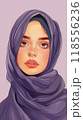 Illustration of a woman wearing a hijab for World Hijab Day, celebrating women in headscarves 118556236