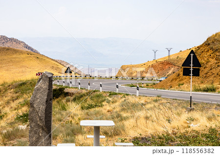 turn of mountain road, Armenia in summer turn of mountain road, Armenia in summer 118556382