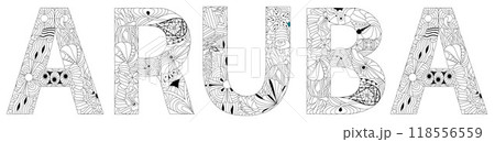 Aruba is a constituent country of the Kingdom of the Netherlands physically located in the mid-south of the Caribbean Sea. Vector decorative object Aruba is a constituent country of the Kingdom of the Netherlands physically located in the mid-south of the Caribbean Sea. Vector decorative object 118556559