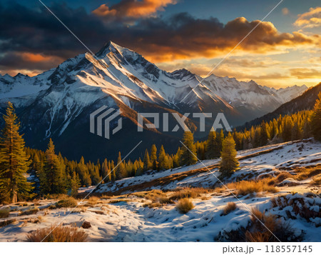 winter mountains panorama with snow 118557145