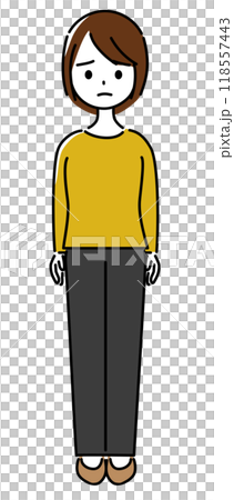 A woman with a troubled face (whole body) 118557443