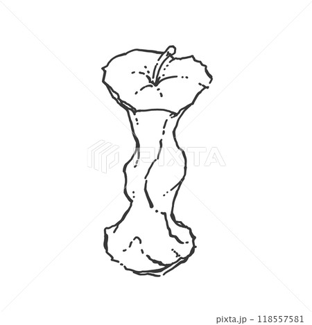 りんごの芯のペン画カットイラスト 118557581