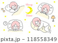 寝ている女性のイラストセット 118558349