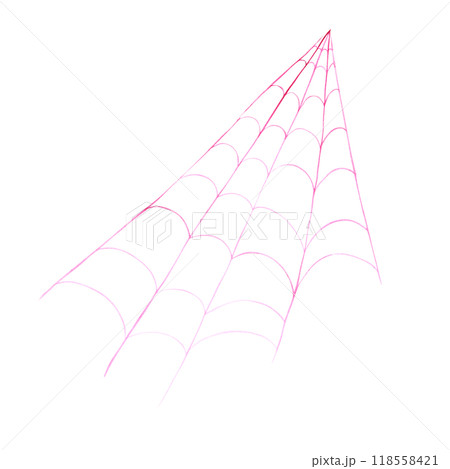 Pink spider web. Drawing of dangerous arthropod arachnid net. Watercolor hand drawn cutout isolated clipart for halloween, horror illustrations. Sketch. Pink spider web. Drawing of dangerous arthropod arachnid net. Watercolor hand drawn cutout isolated clipart for halloween, horror illustrations. Sketch. 118558421