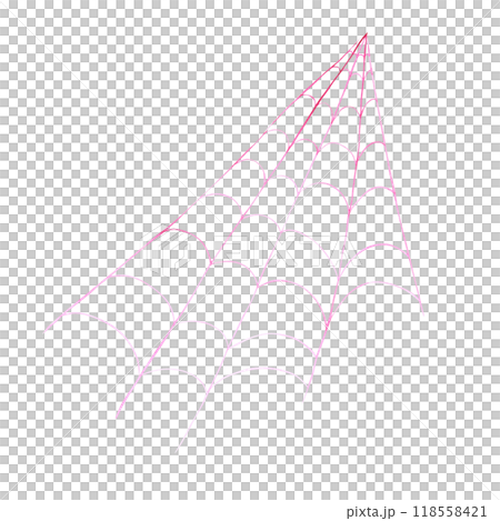 Pink spider web. Drawing of dangerous arthropod arachnid net. Watercolor hand drawn cutout isolated clipart for halloween, horror illustrations. Sketch. 118558421
