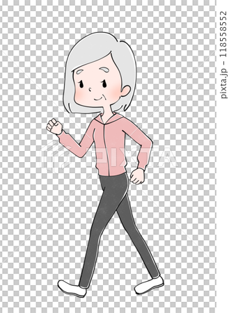 Illustration of a senior woman walking 118558552