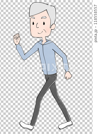 Illustration of a senior man walking 118558557