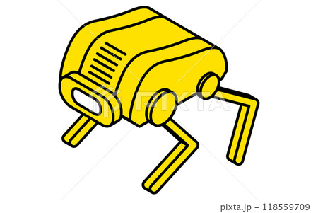 無人探査機四足歩行ロボットのシンプルな線画、アイソメイラスト 118559709
