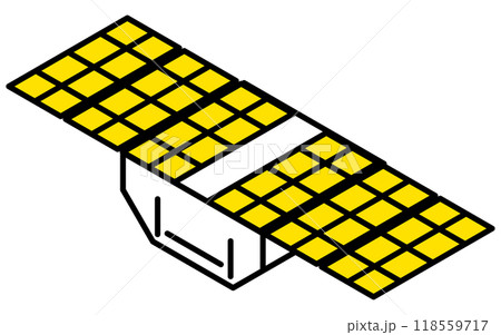 人工衛星のシンプルな線画、アイソメイラスト 人工衛星のシンプルな線画、アイソメイラスト 118559717