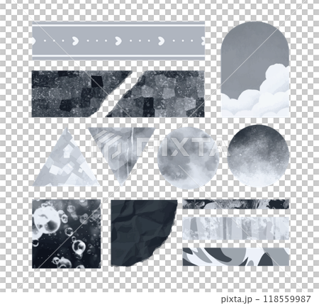 お洒落でかわいい紙のコラージュ素材 背景装飾イラストセット 紙片