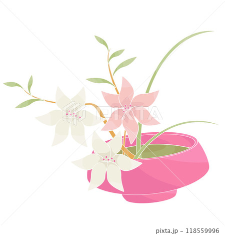 Japanese style flower and branch arrangement 118559996