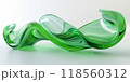 3d render of green abstract glass shape on white background, green abstract form 118560312