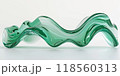 3d render of green glass wavy sculpture on white background 118560313