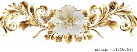 gold decorative vintage floral ornaments elegant style vintage design on white background 118560610