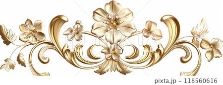 gold decorative vintage floral ornaments elegant style vintage design on white background 118560616