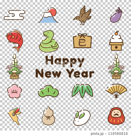 正月シンプル　アイコンセット　巳年 118560818