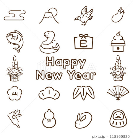 正月シンプル　アイコンセット　巳年 118560820