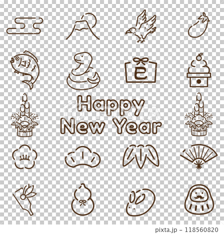 New Year's simple icon set Year of the snake 118560820