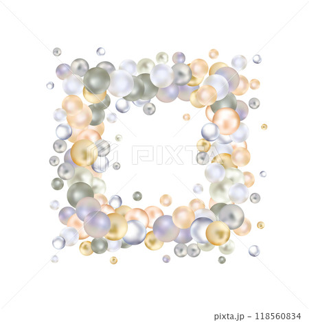 Abstract pattern with glass blue balls or precious pearls. Glossy realistic ball. 3d vector illustration. Eps 10 118560834