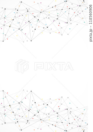 Vector illustration of minimalistic design with connecting the dots and lines. Abstract geometric background of science and technology concept. 118560906