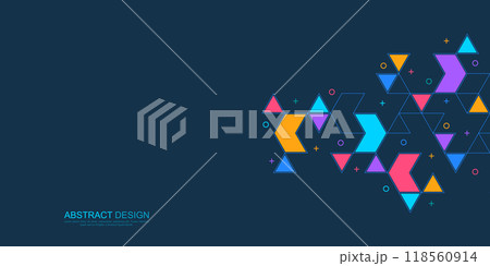 Creative idea of modern design with abstract geometric background. Minimalist vector texture with triangles pattern. Creative idea of modern design with abstract geometric background. Minimalist vector texture with triangles pattern. 118560914