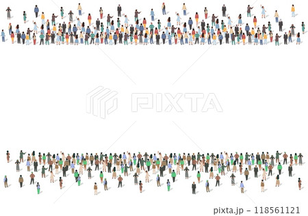 People crowd standing opposite made horizontal frame People crowd standing opposite made horizontal frame 118561121