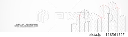 Panoramic view of architectural drawing with building construction for banner or website header template Panoramic view of architectural drawing with building construction for banner or website header template 118561325
