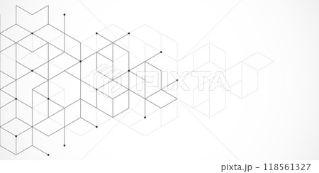 The graphic design elements with isometric shape blocks. Vector illustration of abstract geometric background 118561327
