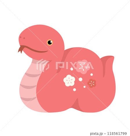 赤いヘビの置物　年賀状素材2025 巳年 118561799