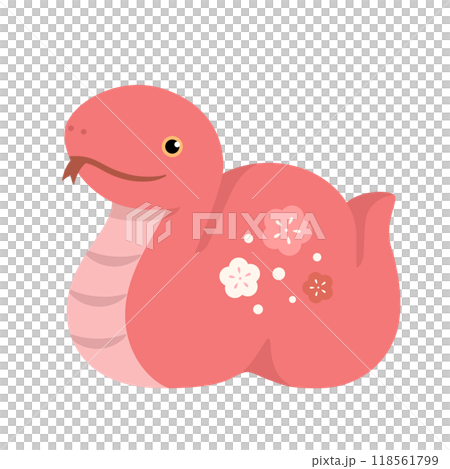 赤いヘビの置物　年賀状素材2025 巳年 118561799