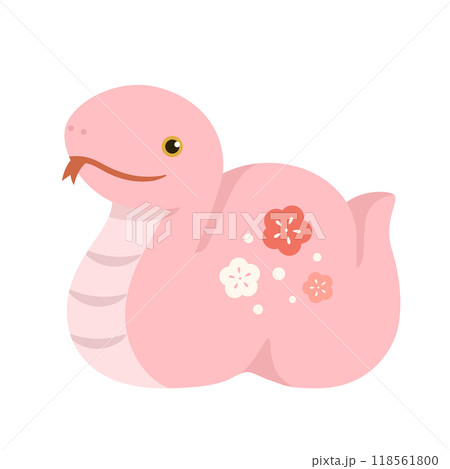 ピンクの巳の置物　年賀状素材2025 118561800