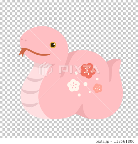 ピンクの巳の置物　年賀状素材2025 118561800