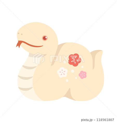 白い巳の置物　年賀状素材2025 118561807