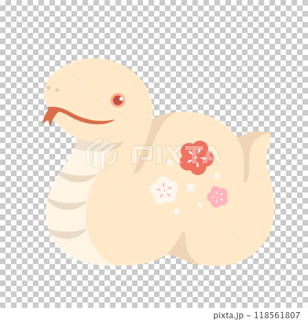 白い巳の置物　年賀状素材2025 118561807