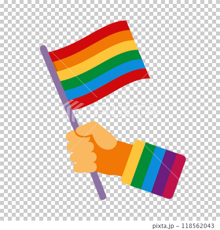 LGBTQ Rainbow Pride Flag Icon Minimalist Illustration Equality Diversity Symbol Gay Lesbian Bisexual Transgender Queer Community Support. LGBTQ pride rainbow icon simple hand-drawn design promoting 118562043