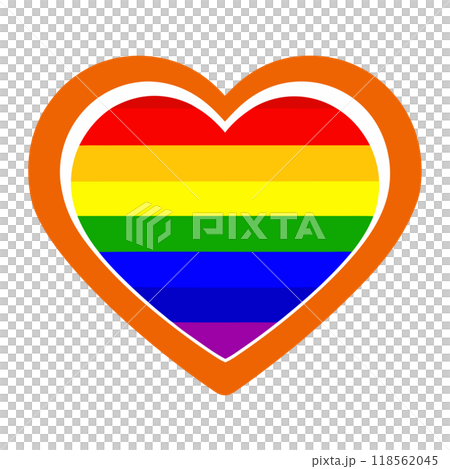 Colorful LGBTQ Pride Rainbow Icon Graphic Simple Line Drawing Equality Symbol Gay Rights Movement Representation Inclusivity. Simple rainbow LGBTQ pride icon in hand-drawn style, colorful 118562045