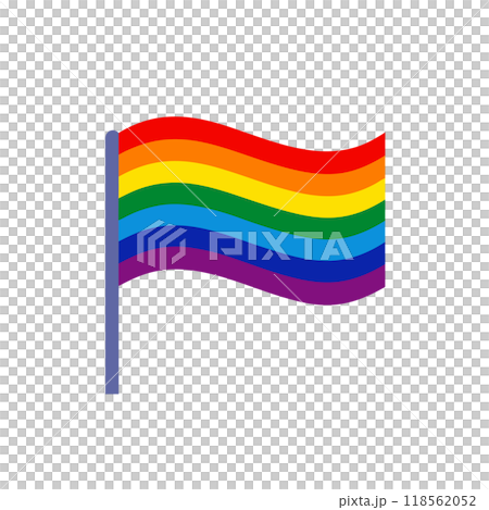 Simple rainbow LGBTQ pride icon in hand-drawn style, colorful representation of diversity, inclusion, activism, equality, and social justice movements worldwide. 118562052