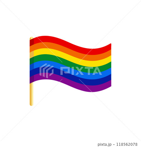 LGBTQ Rainbow Pride Flag Icon Minimalist Illustration Equality Diversity Symbol Gay Lesbian Bisexual Transgender Queer Community Support. LGBTQ pride rainbow icon simple hand-drawn design promoting 118562078