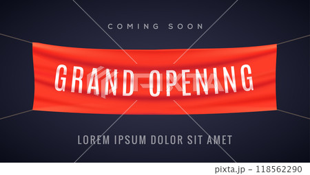 Grand Opening ceremony poster concept invitation. Grand opening event decoration party template 118562290