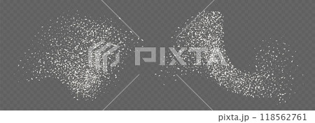 Coconut flakes, flying grated and desiccated coconut powder, dry scattered coco texture 118562761