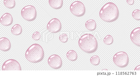 Pink serum drops, transparent gel droplets, realistic glossy liquid, moisturizing cosmetic product Pink serum drops, transparent gel droplets, realistic glossy liquid, moisturizing cosmetic product 118562763